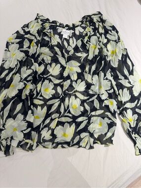 Velvet sheer floral long sleeve size small